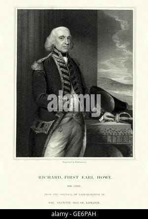 Portrait of Richard Howe, 1st Earl Howe a British naval officer. After serving throughout the War of the Austrian Succession, he Stock Photo