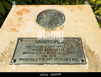 Plaque commemorating the visit of Queen Elizabeth II to Gibbs Hill Lighthouse on the Atlantic island of Bermuda Stock Photo