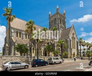 The Cathedral of the Most Holy Trinity, known as Bermuda Anglican Cathedral is located on Church Street, Hamilton, Bermuda Stock Photo