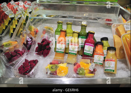 Healthy fruit and drinks display Rustan's Supermarket Ayala Center Cebu City Philippines Stock Photo
