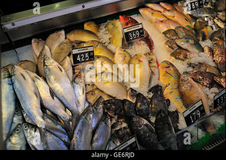 Fresh fish for sale at Rustan's Supermarket Ayala Center Cebu City Philippines Stock Photo