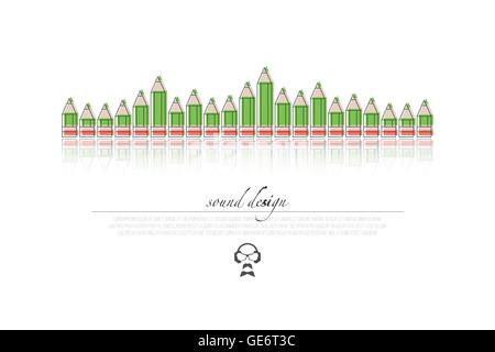 abstract sound equalizer isolated on white background. vector sound designer logo template. music lable, audio techology brand b Stock Vector