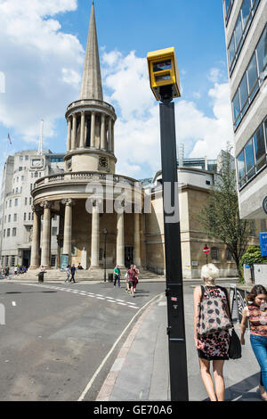 Big brother number plate recognition camera near All Souls Church on Langham Place, London, UK Stock Photo