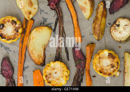 group of vegetables baked in oven Stock Photo