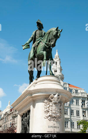 Dom Pedro IV Statue - Porto - Portugal Stock Photo
