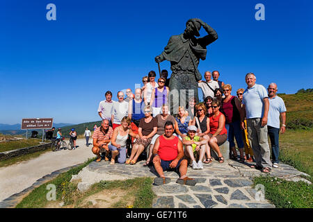 Pilgrims and tourists in Alto de San Roque. Lugo  province.Spain. Camino de Santiago Stock Photo