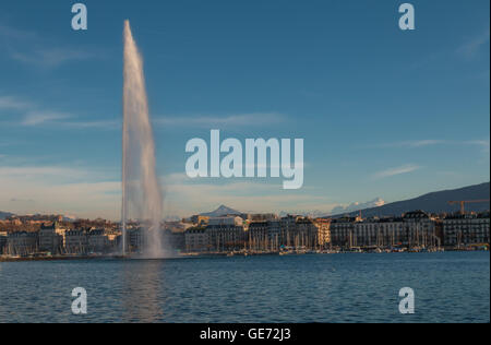 Giant fountain in Geneve Switzerland Stock Photo
