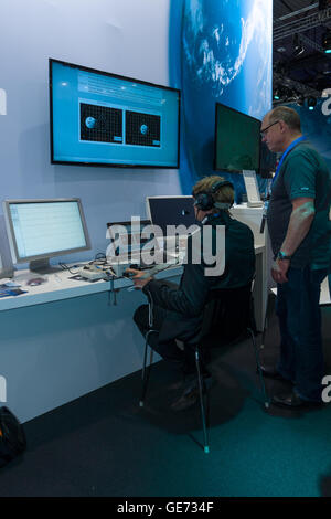 The stand of German Aerospace Center (DLR). The simulator remote control technology. Stock Photo