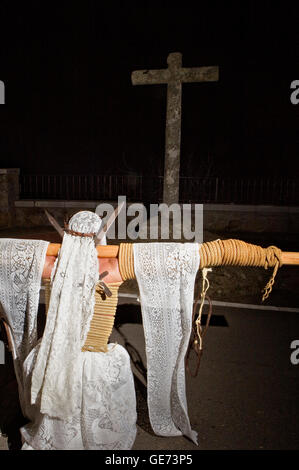 ´Empalaos´ (impaleds), Holy Week in Valverde de la Vera. Empalao.Caceres province, Extremadura, Spain Stock Photo