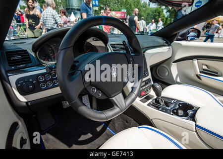 BERLIN - JUNE 05, 2016: Interior of grand tourer car Maserati GranCabrio MC, since 2012. Classic Days Berlin 2016 Stock Photo