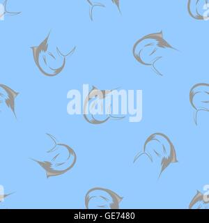 Marlin Fish Seamless Pattern Stock Vector