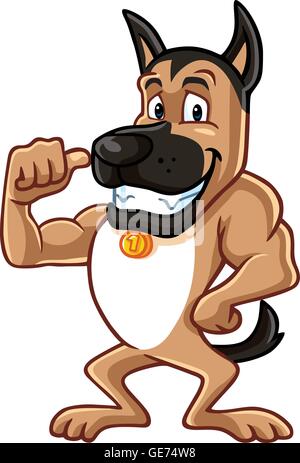 German Shepherd Cartoon Mascot Stock Vector