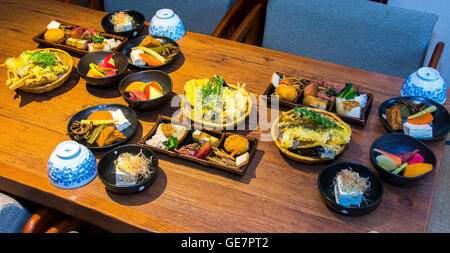 A traditional Japanese Kaiseki dinner. Japan Stock Photo
