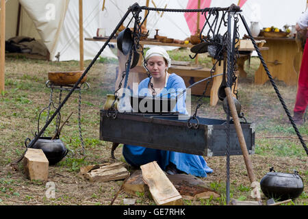 Replica of a medieval kitchen scene Stock Photo - Alamy