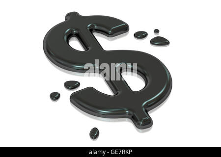 Symbol of dollar from oil, 3D rendering isolated on white background Stock Photo