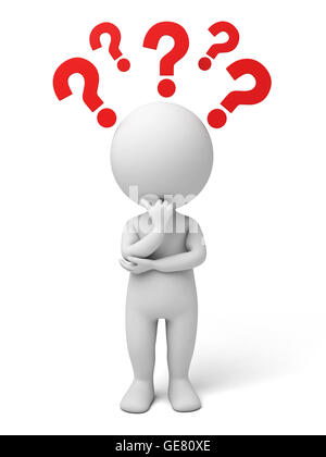 The 3d guy and a model of question mark Stock Photo - Alamy