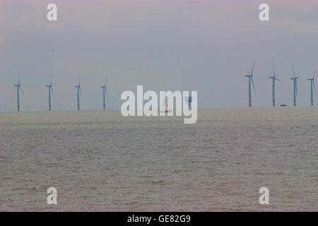 Gunfleet Sands Offshore Wind Farm is a wind farm about off the Clacton-on-Sea coast in the Northern Thames Estuary. Stock Photo