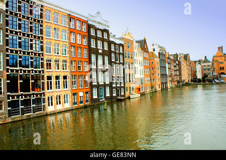 water canals in Amsterdam, Netherlands Stock Photo