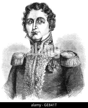 Marshal General Jean-de-Dieu Soult  (1769 – 1851), was a French general and statesman, named Marshal of the Empire in 1804 and often called Marshal Soult. He also served three times as President of the Council of Ministers, or Prime Minister of France. Stock Photo