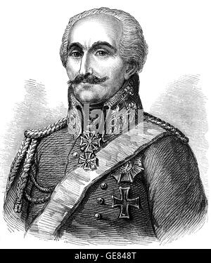 Gebhard Leberecht von Blücher, (1742 – 1819), was a Prussian Generalfeldmarschall (field marshal). He earned his greatest recognition after leading his army against Napoleon I at the Battle of the Nations at Leipzig in 1813 and the Battle of Waterloo in 1815. Stock Photo