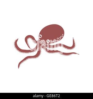 Stylized icon of a colored octopus on a white background Stock Vector