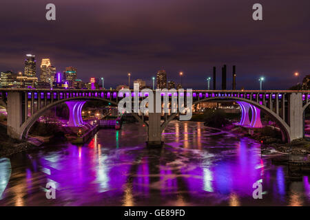 A Purple Rain 35W Bridge in honor of Prince - Minneapolis Stock Photo