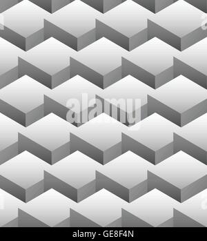 Grayscale repeatable pattern made of isometric cubes Stock Vector