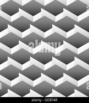 Grayscale repeatable pattern made of isometric cubes Stock Vector