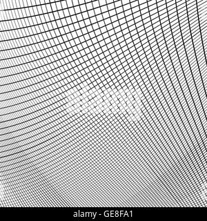 Dynamic lines grid. Monochrome geometric pattern, abstract texture Stock Vector