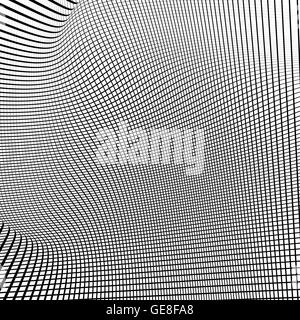 Dynamic lines grid. Monochrome geometric pattern, abstract texture Stock Vector