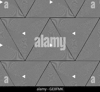 Spiral triangles geometric seamlessly repeatable abstract monochrome pattern. Stock Vector