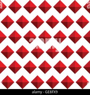 Repeatable pattern with studs, 3d gem like shapes. Simple monochrome geometric background, texture. Stock Vector