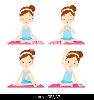 Girl doing yoga exercise, healthy, beauty, sport, activity, lifestyle Stock Vector