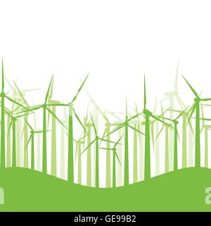 Background wind turbines vector illustration concept nature motion banner Stock Vector