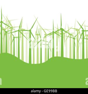 Background wind turbines vector illustration concept nature motion banner Stock Vector