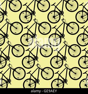 Bicycle vintage retro pattern background concept yellow illustration Stock Vector