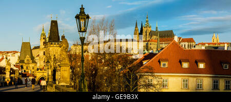 Prague in the morning. View from the Charles Bridge Stock Photo