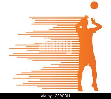 Volleyball player vector silhouette background concept made of stripes Stock Vector