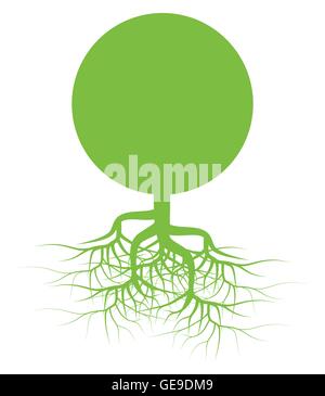 Green tree with roots background vector for poster Stock Vector