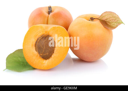 Apricot apricots fruit fresh fruits isolated on a white background Stock Photo