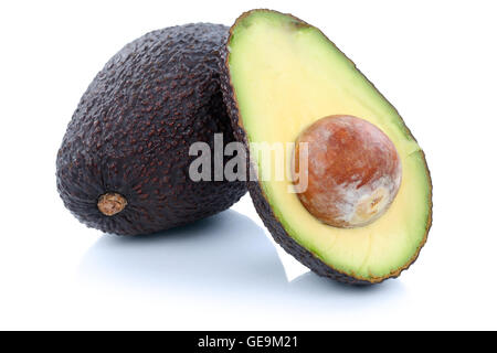 Avocado avocados fruit sliced half fruits isolated on a white background Stock Photo