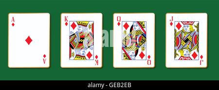 The Royal Diamond playing cards with the Ace on a green background Stock Vector