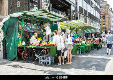 Market stalls on Berwick Street Market in Soho in London's West End, UK Stock Photo