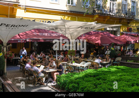 Budapest: restaurant at square Liszt Ferenc ter, Hungary, Budapest, Stock Photo