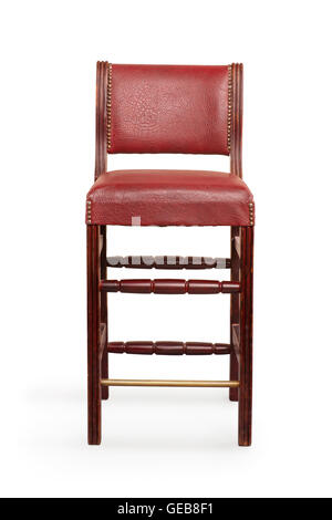 Vintage leather chair isolated on white with clipping path Stock Photo