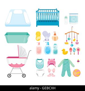 Baby Icons Set, Icons, Accessories, Objects, Infant Stock Vector