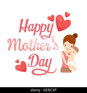 Happy Mothers Day, Text, Baby, Mother, Lettering Stock Vector