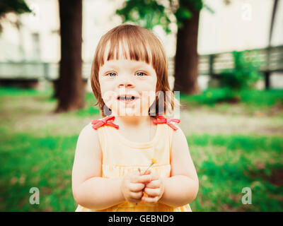 Little Girl one year old baby portrait outdoor Stock Photo