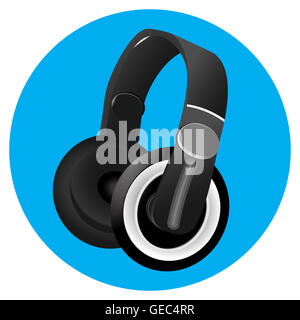 Headphones icon flat. Music and earphones for dj party, vector illustration Stock Photo