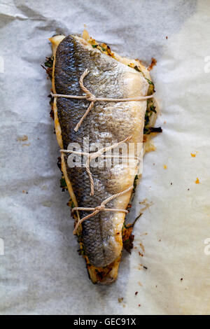 Stuffed sea bass Stock Photo